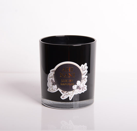 Ele Black Glass PInk Pepper and Parsley Scented Candle